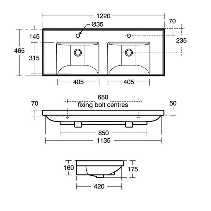 Sottini Tinella 1200mm Double Vanity Unit - Wall Hung 2 Drawer Unit - Unbeatable Bathrooms