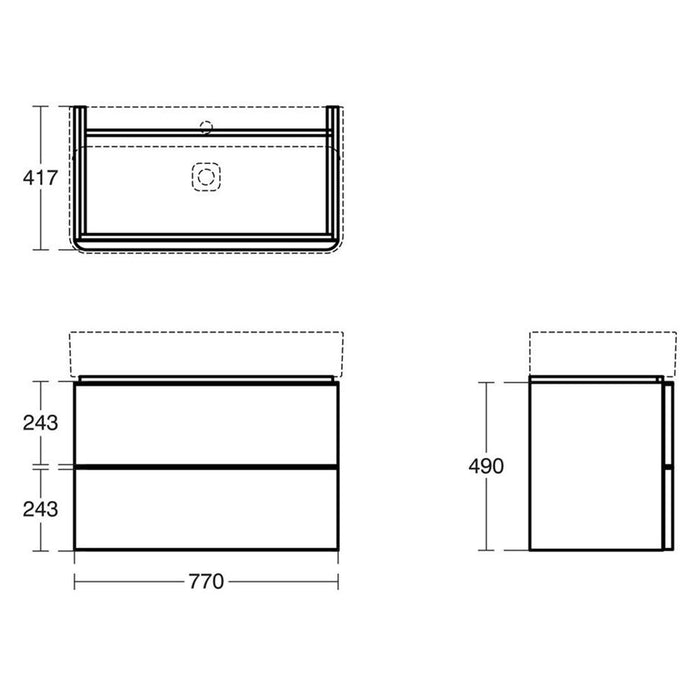 Sottini Fusaro 800mm Vanity Unit - Wall Hung 2 Drawer Unit - Unbeatable Bathrooms