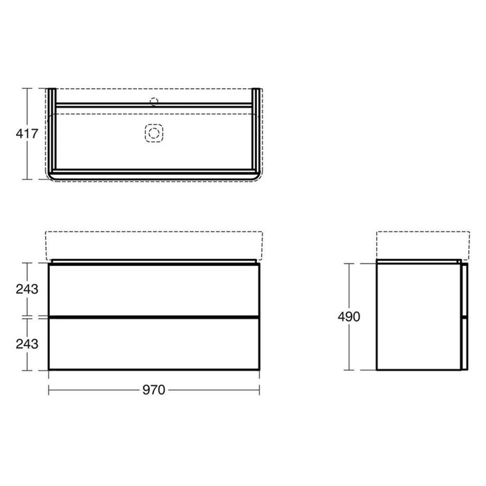 Sottini Fusaro 1000mm Vanity Unit - Wall Hung 2 Drawer Unit - Unbeatable Bathrooms