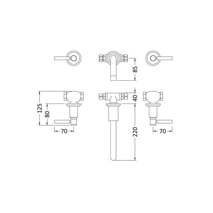 Hudson Reed Tec Lever Wall Hung Basin Mixer - Unbeatable Bathrooms