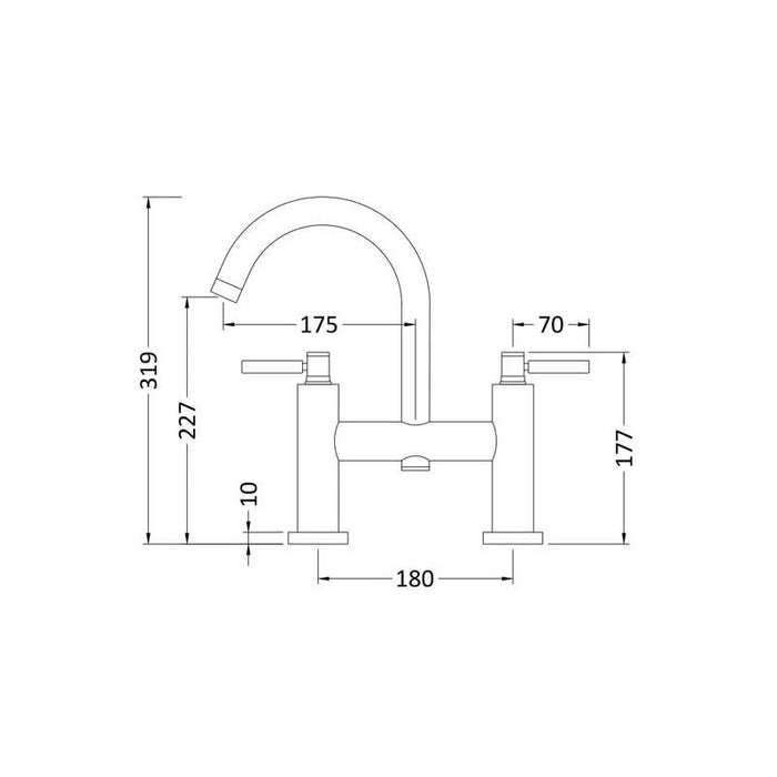 Hudson Reed Tec Lever Bath Filler Small Swivel Spout - Unbeatable Bathrooms