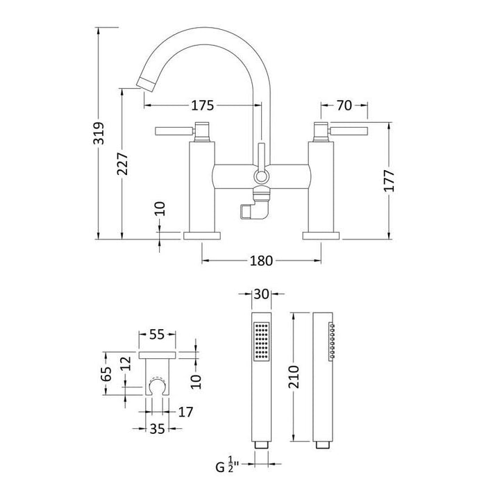 Hudson Reed Tec Lever Bsm with Swivel Spout with Kit - Unbeatable Bathrooms
