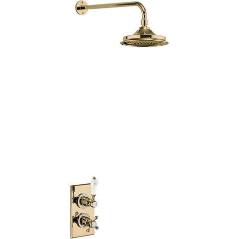 Burlington Trent Thermostatic Single Outlet Concealed Shower Valve with Fixed Shower Arm with Rose - Unbeatable Bathrooms
