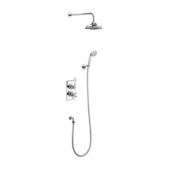 Burlington Trent Thermostatic Dual Outlet Concealed Divertor Shower Valve , Fixed Shower Arm, Handset & Holder with Hose with Rose - Unbeatable Bathrooms