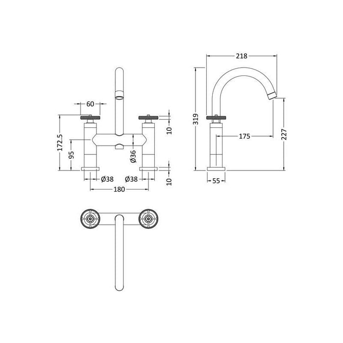 Hudson Reed Industrial Deck Mounted Bath Filler - Unbeatable Bathrooms