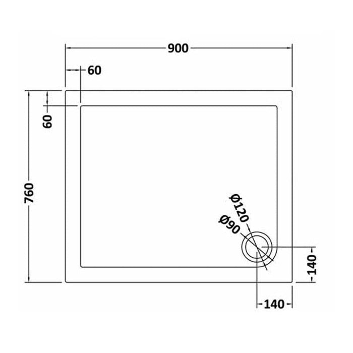 Hudson Reed 900mm Rectangle Shower Tray - Black Slate - Unbeatable Bathrooms