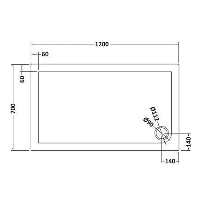 Hudson Reed 1200mm Rectangle Shower Tray - Black Slate - Unbeatable Bathrooms