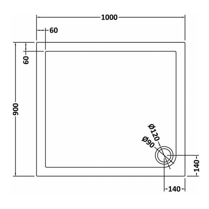 Hudson Reed 1000mm Rectangle Shower Tray - Black Slate - Unbeatable Bathrooms