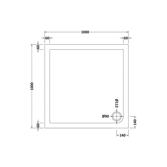 Hudson Reed 1000mm Square Shower Tray - White - Unbeatable Bathrooms