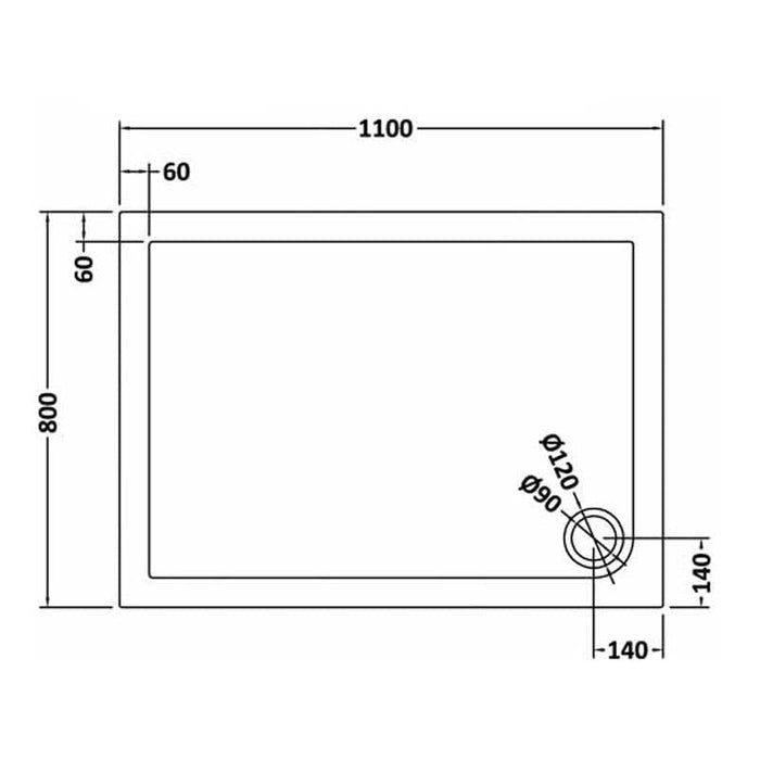 Hudson Reed 1100mm Rectangle Shower Tray - Black Slate - Unbeatable Bathrooms