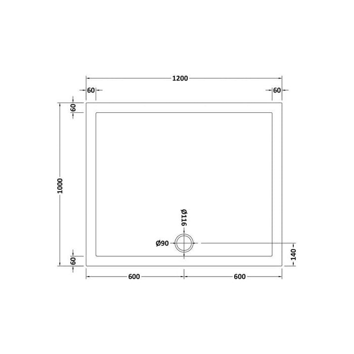 Hudson Reed Slimline Rectangle Shower Tray - Black Slate - Unbeatable Bathrooms
