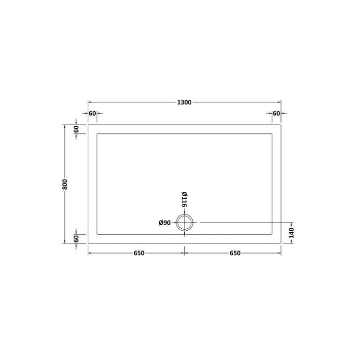Hudson Reed Slimline Rectangle Shower Tray - White - Unbeatable Bathrooms