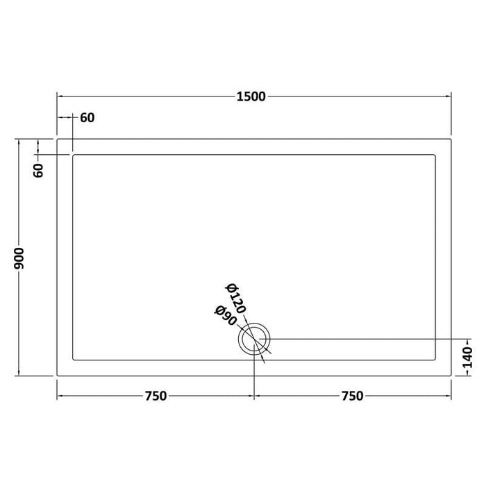 Hudson Reed Slimline Rectangle Shower Tray - Black Slate - Unbeatable Bathrooms