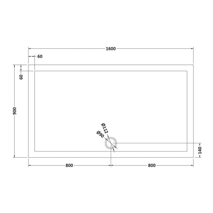 Hudson Reed Slimline Rectangle Shower Tray - White - Unbeatable Bathrooms