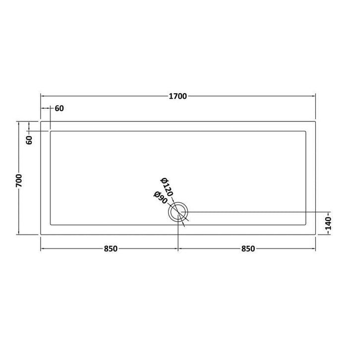 Hudson Reed Slimline Rectangle Shower Tray - White - Unbeatable Bathrooms