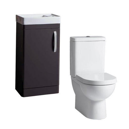 Tavistock Compass Cloakroom Suite - BTW Toilet & 1TH Vanity Unit - Clay - Unbeatable Bathrooms