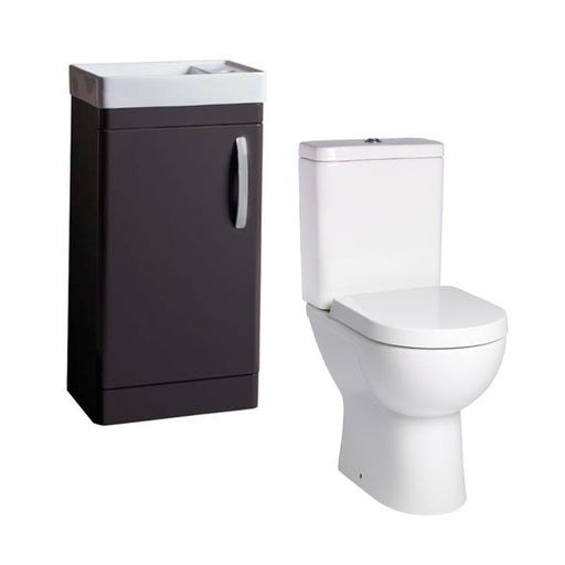 Tavistock Compass Cloakroom Suite - Comfort Toilet & 1TH Vanity Unit - Clay - Unbeatable Bathrooms