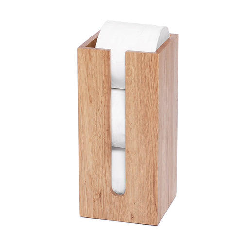 Wooden Toilet Roll Holder Box Mezza - Natural Oak - Unbeatable Bathrooms