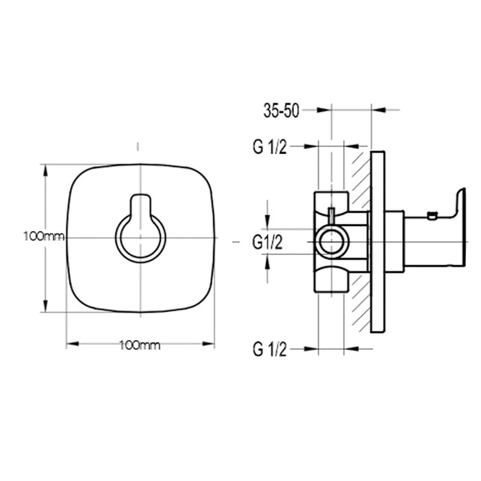 Flova Urban Concealed Thermostatic Shower Mixer with Small Plate (Excludes Shut Off) - Unbeatable Bathrooms