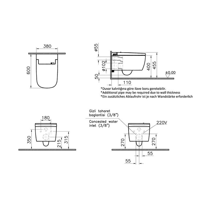 Vitra V-Care Comfort Smart Wall-Hung Toilet - Unbeatable Bathrooms