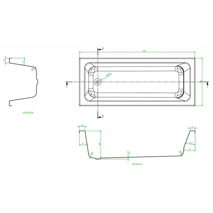 The White Space Vale 17/1800mm Single Ended Bath - Unbeatable Bathrooms