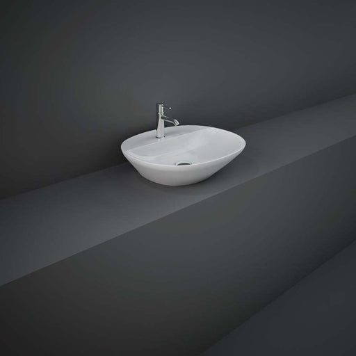 RAK Variant Oval Counter Wash Basin 50cm One Taphole with Tap Ledge - Unbeatable Bathrooms