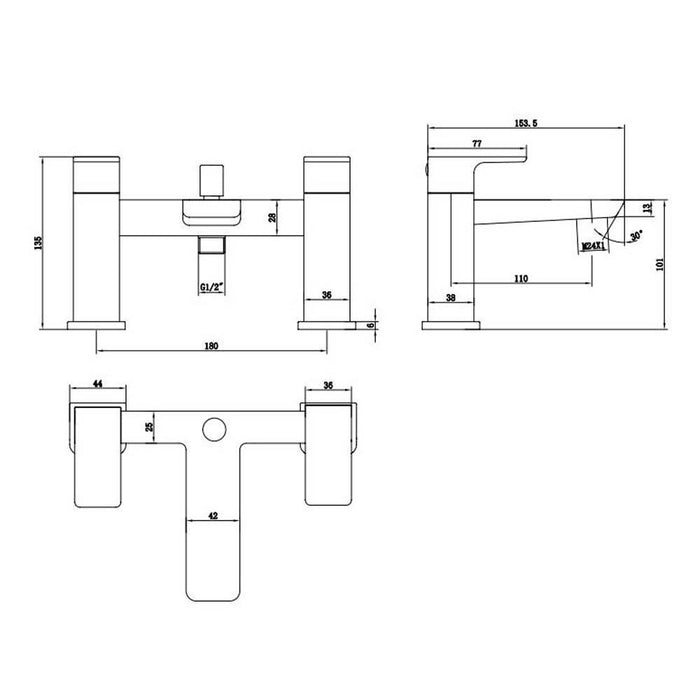 The White Space Veto Bath Shower Mixer - Unbeatable Bathrooms