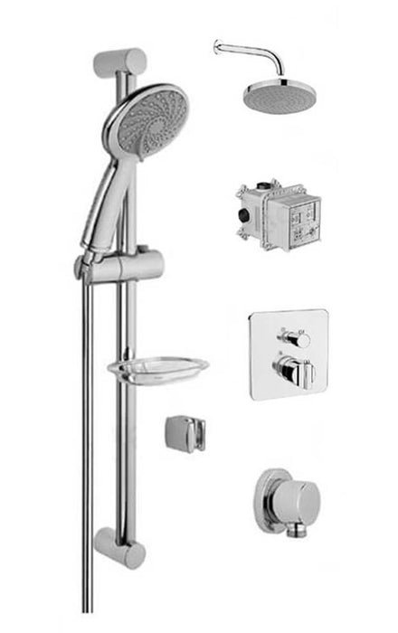Vitra X-Line Dual Outlet Shower Kit Thermostatic With Riser Rail Kit & Fixed Shower Head - Unbeatable Bathrooms