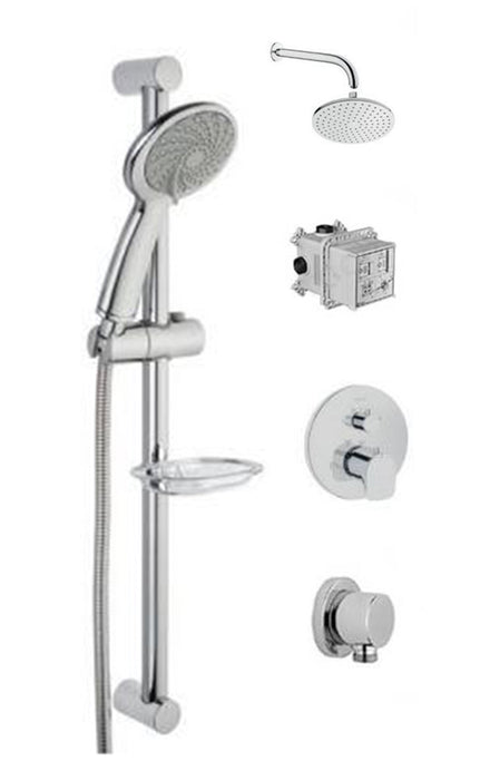 Vitra X-Line Dual Outlet Shower Kit With Riser Rail Kit & Fixed Shower Head - Unbeatable Bathrooms