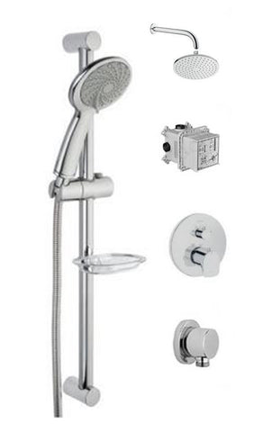 Vitra X-Line Dual Outlet Shower Kit With Riser Rail Kit & Fixed Shower Head - Unbeatable Bathrooms