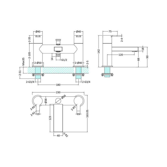 Hudson Reed Willow Deck Mounted Bsm - Unbeatable Bathrooms