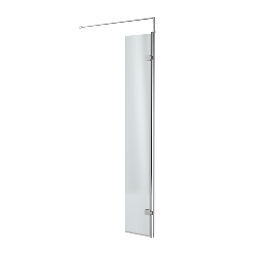 Nuie Fluted Hinged Screen 300 x 1850mm with Support Bar - Chrome - Unbeatable Bathrooms