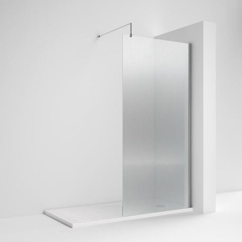 Nuie Fluted Wet Room Shower Screen 900mm with Support Bar - Chrome - Unbeatable Bathrooms