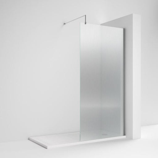 Nuie Fluted Wet Room Shower Screen 800mm with Support Bar (Various Colours) - Unbeatable Bathrooms
