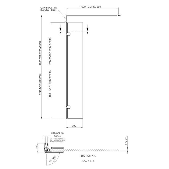 Hudson Reed Glass Black Wetroom Screens - Unbeatable Bathrooms
