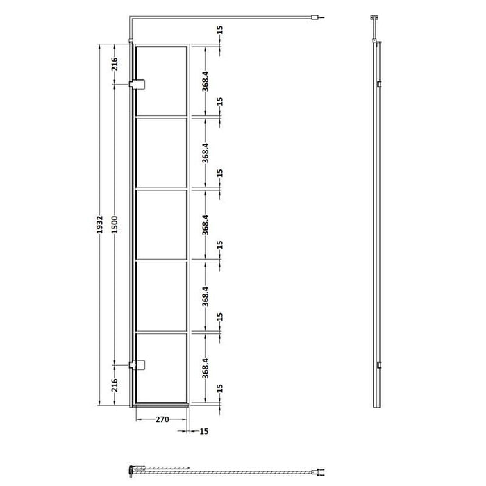Hudson Reed Glass Blck Frame Wetroom - Unbeatable Bathrooms