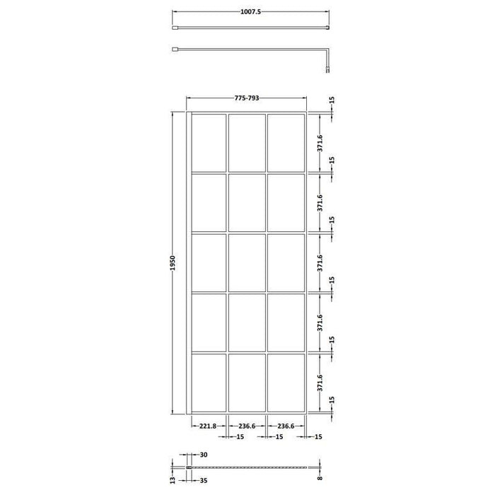 Hudson Reed Glass Blck Frame Wetroom - Unbeatable Bathrooms