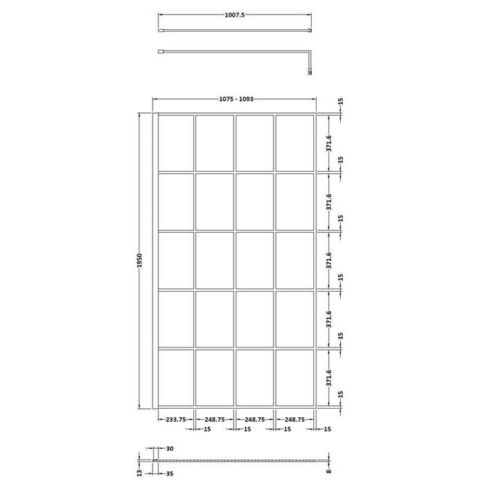 Hudson Reed Glass Blck Frame Wetroom - Unbeatable Bathrooms