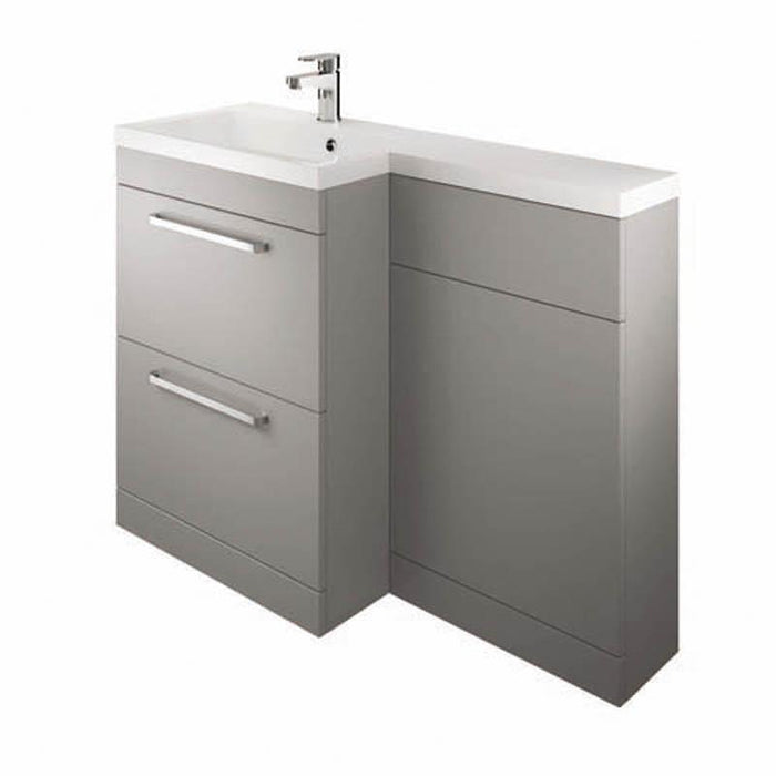 The White Space Scene 1100mm L-Shape Vanity Unit Pack - Floor Standing 2 Drawer Unit (RH) - Unbeatable Bathrooms