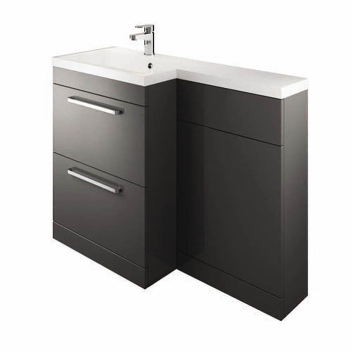 The White Space Scene 1100mm L-Shape Vanity Unit Pack - Floor Standing 2 Drawer Unit (LH) - Unbeatable Bathrooms