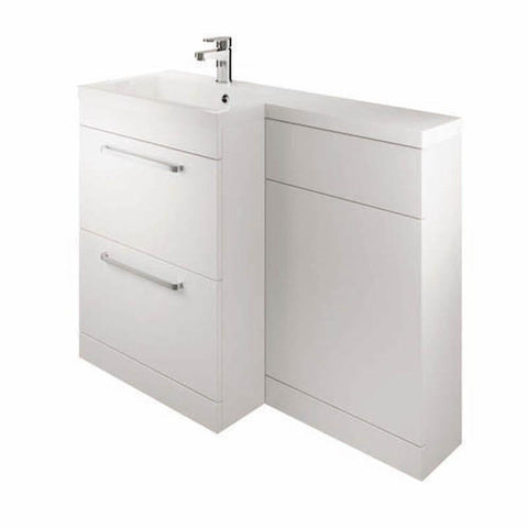 The White Space Scene 1100mm L-Shape Vanity Unit Pack - Floor Standing 2 Drawer Unit (RH) - Unbeatable Bathrooms