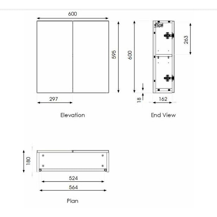 The White Space Scene 600/800mm Double Door Mirror Cabinet - Unbeatable Bathrooms