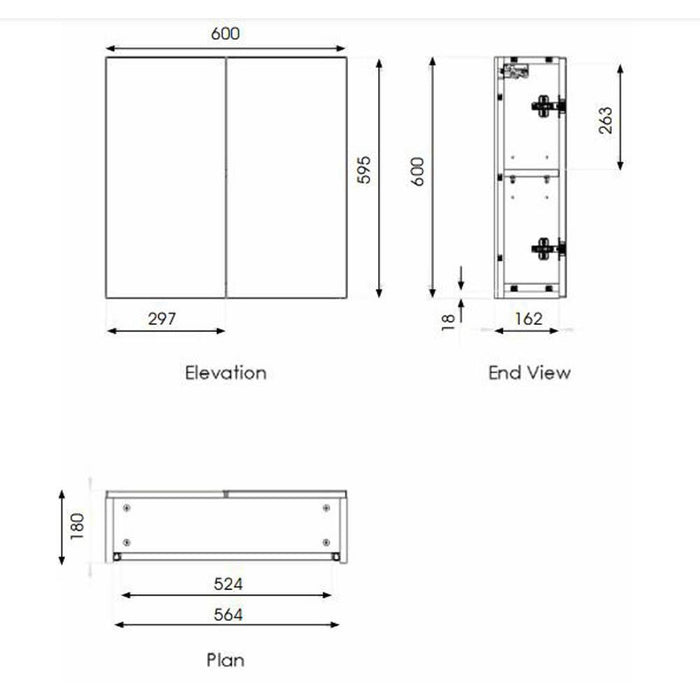 The White Space Scene 600/800mm Double Door Mirror Cabinet - Unbeatable Bathrooms
