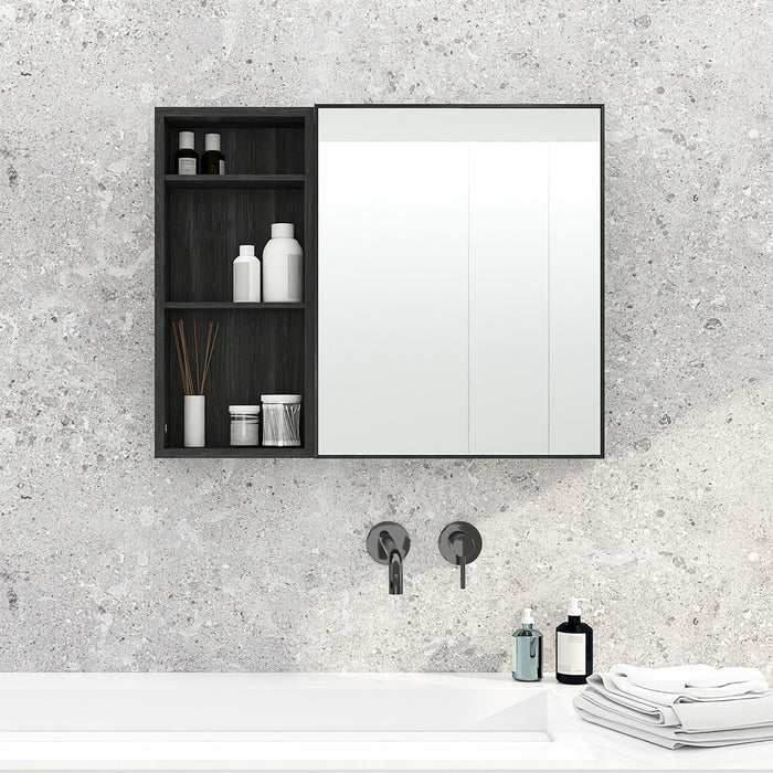 550mm Slimline Bathroom Mirror Cabinet - Dark Oak - Unbeatable Bathrooms