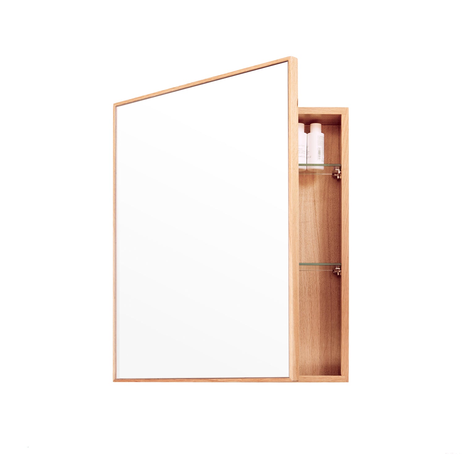550mm Slimline Bathroom Mirror Cabinet - Natural Oak