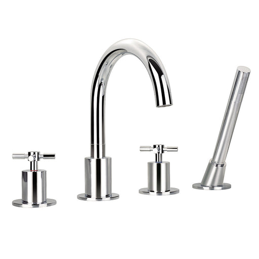 Flova XL 4-Hole Deck Mounted Bath and Shower Mixer with Shower Set - Unbeatable Bathrooms