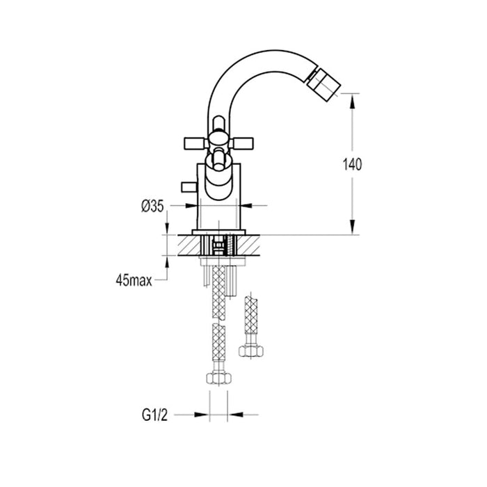 Flova XL Mono Bidet Mixer with Clicker Waste Set - Unbeatable Bathrooms