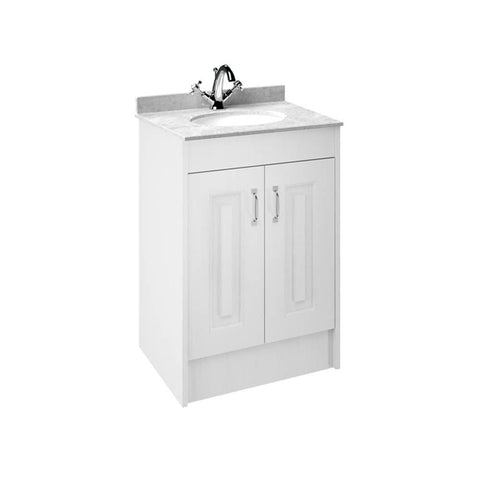 Nuie York 2 Door Floor Standing Vanity Unit with White Marble Top & 1 Tap Hole Basin - Unbeatable Bathrooms