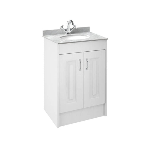 Nuie York 2 Door Floor Standing Vanity Unit with Grey Marble Top & 1 Tap Hole Basin - Unbeatable Bathrooms