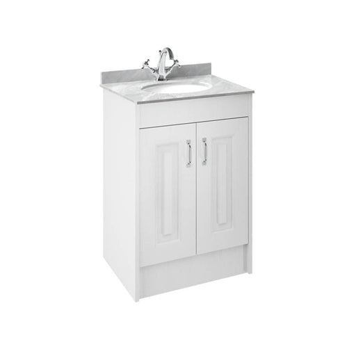 Nuie York 2 Door Floor Standing Vanity Unit and Grey Marble with Round Ceramic Bowl - Unbeatable Bathrooms